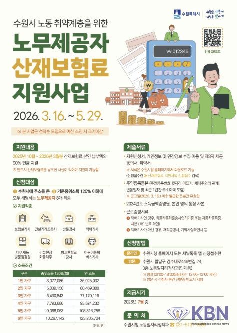 ‘2026년 상반기 노동 취약계층 노무제공자 산재보험료 지원사업’ 홍보물